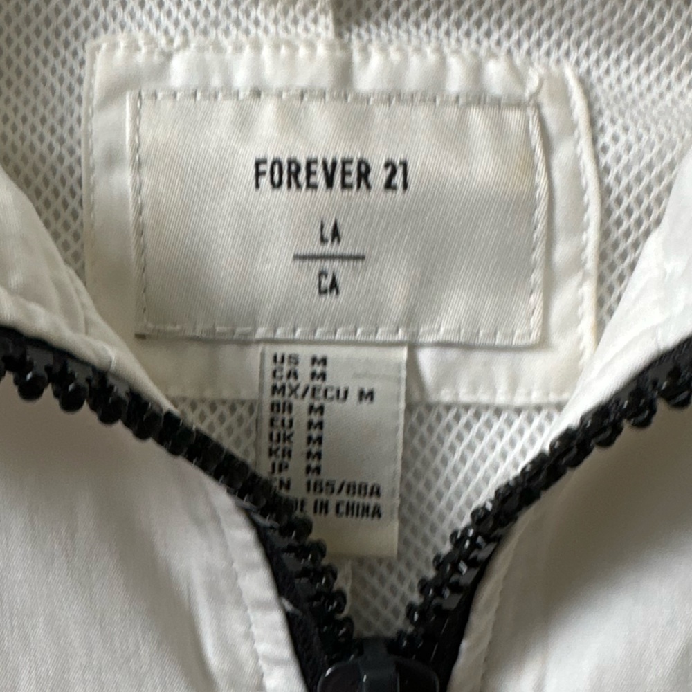 Forever 21 Spring Summer Beach Yellow & White Blue Zip-Up Jacket windbreaker - Picture 3 of 6
